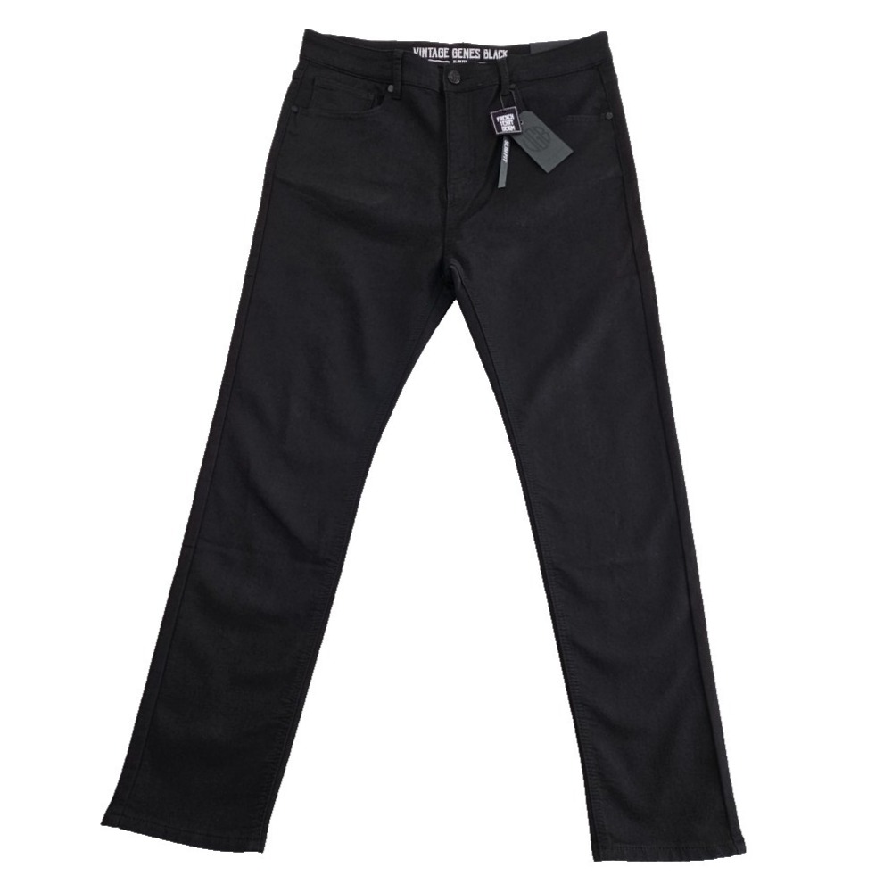 Vintage Genes Black Jeans Men's 36x32 Black French Terry Denim Stretch NWT NEW